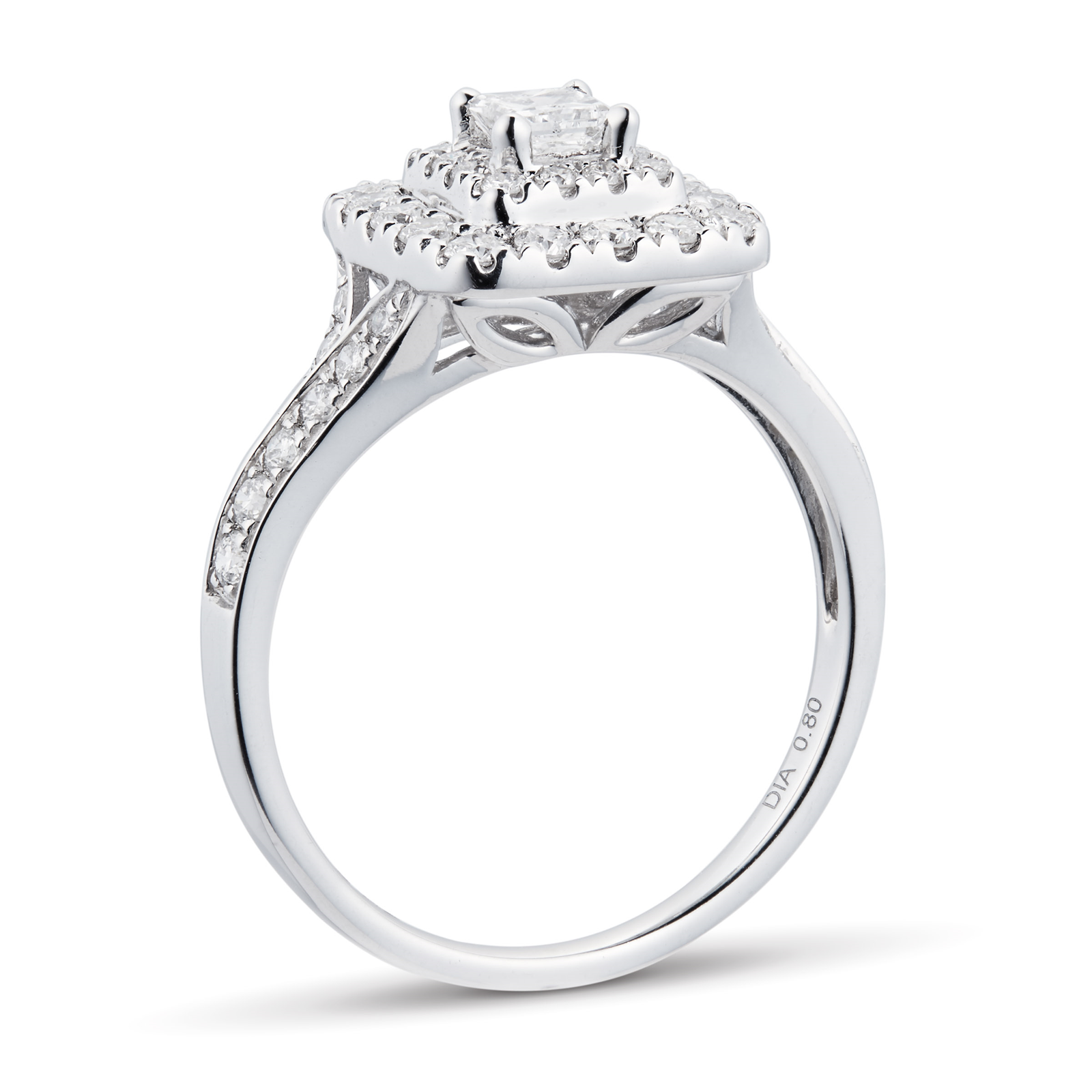 18ct White Gold Princess Cut 1.00cttw Diamond Bridal Set Rings