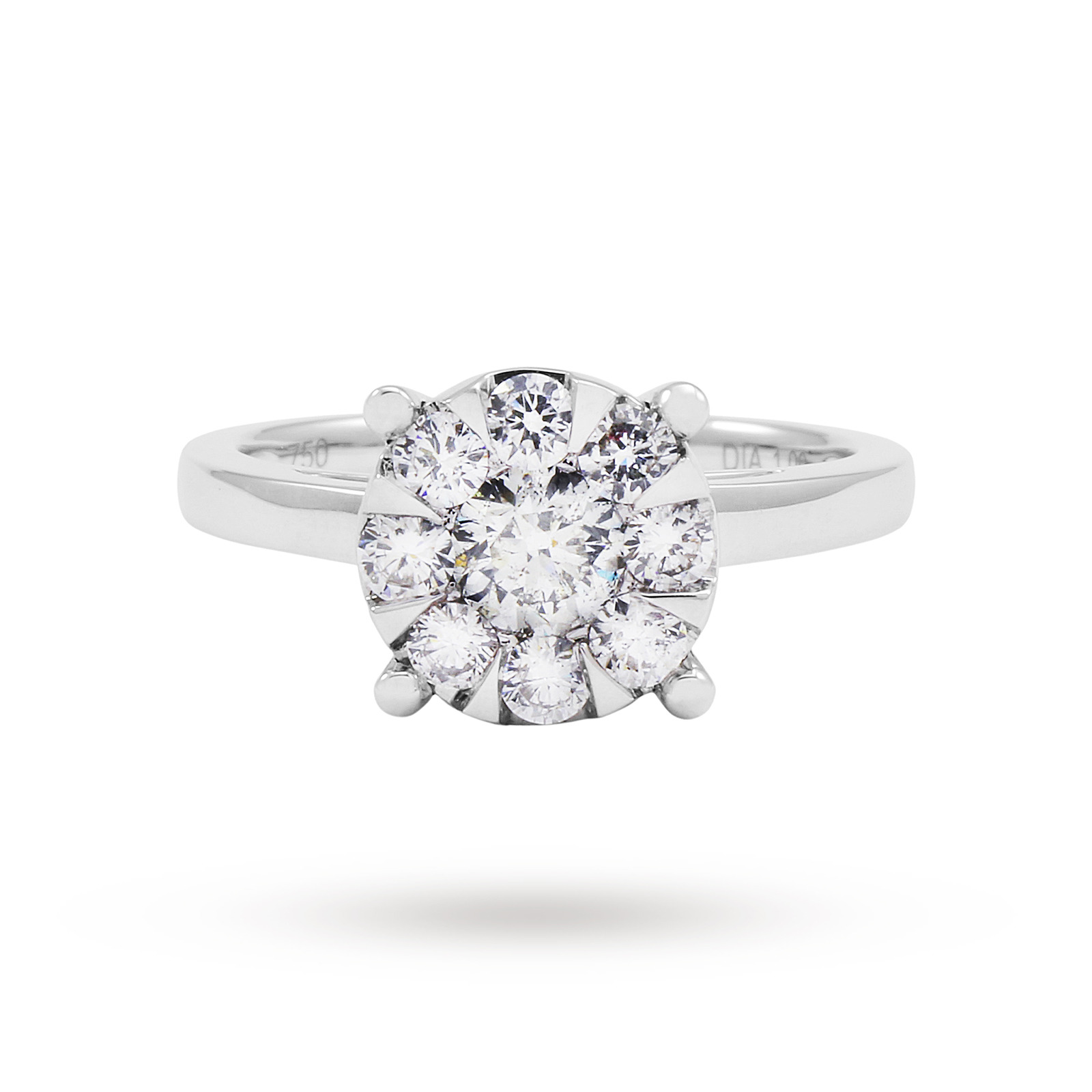 18ct White Gold 1.00 Carat Total Weight Diamond Multi Stone Ring ...