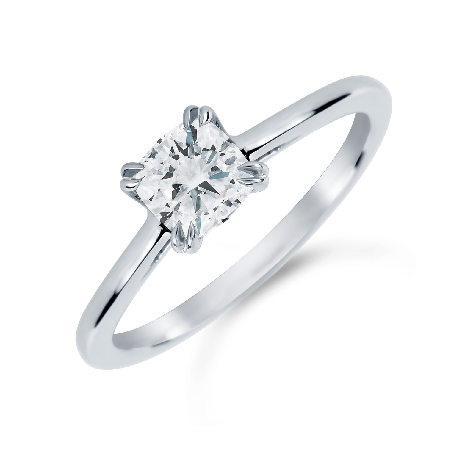 Platinum 1.00 Carat Diamond Plain Shoulder Engagement Ring | Rings ...