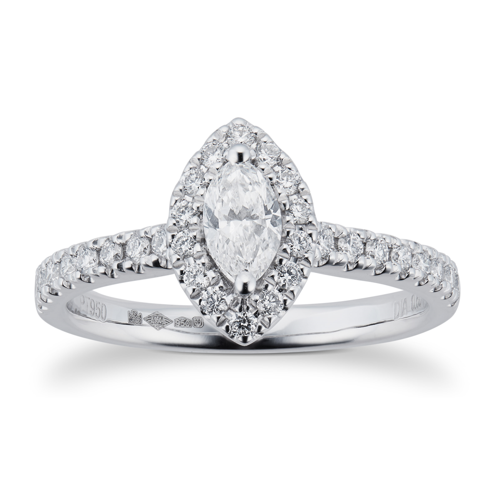 Platinum 0.60ct Diamond Marquise Cut Halo Engagement Ring | Rings ...