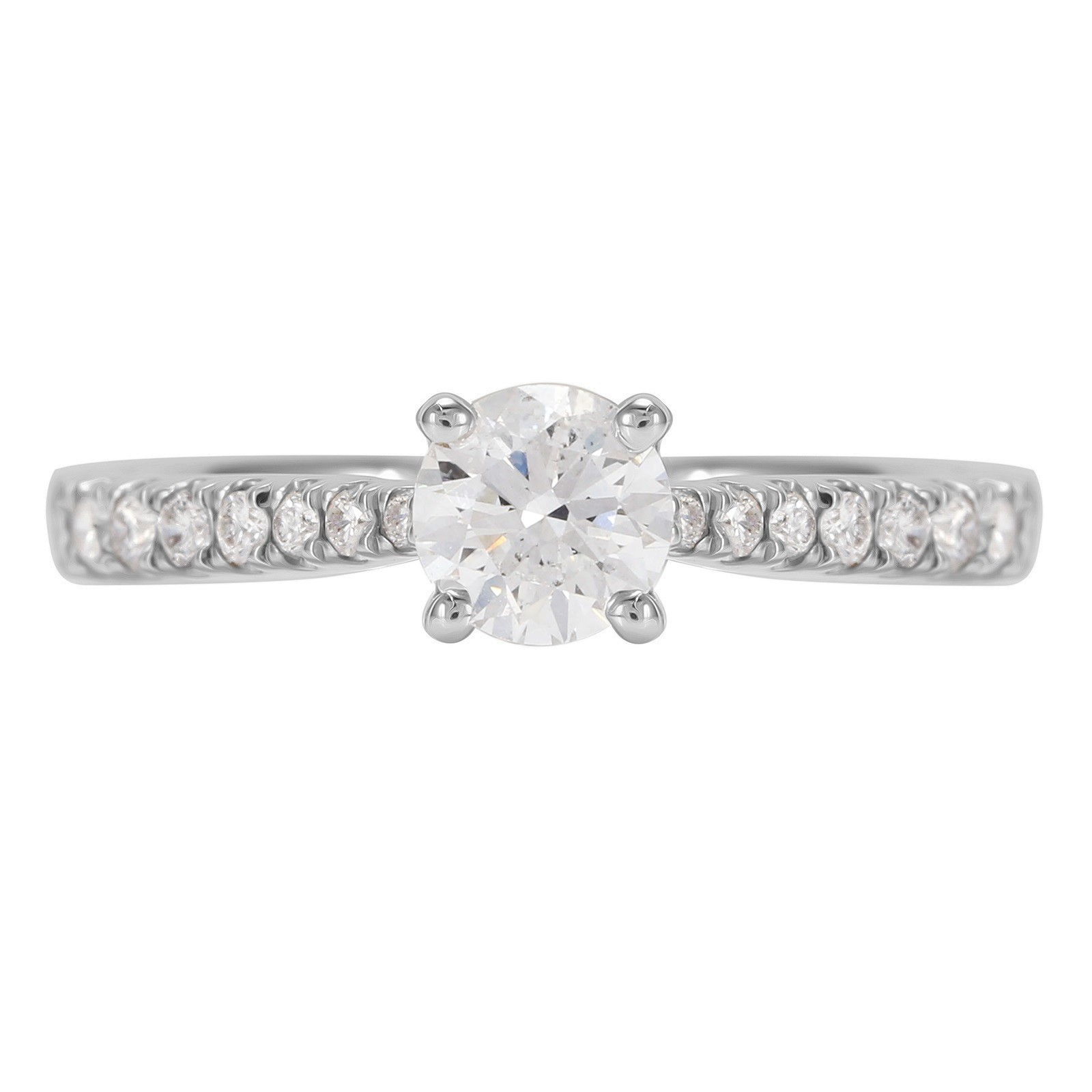 18ct White Gold 0.85ct Diamond Solitaire with Diamond Set Shoulders ...