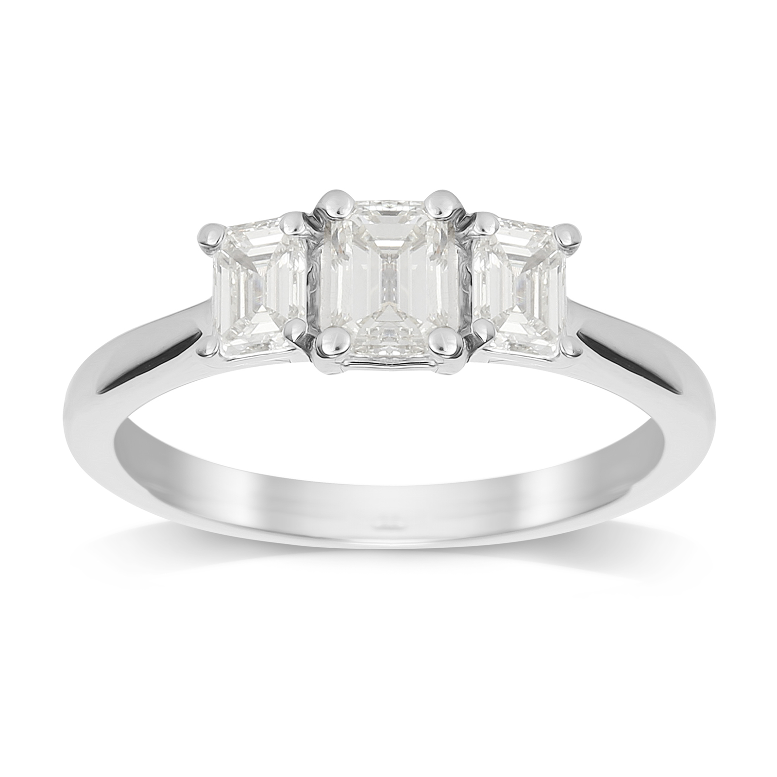 Platinum 0.76cttw Emerald Cut Diamond Three Stone Engagaement Ring ...