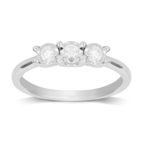 9ct White Gold Gold 0.15ct Brilliant Cut Diamond Three Stone Ring
