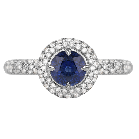 Platinum Sapphire and Diamond Sapphire Ring