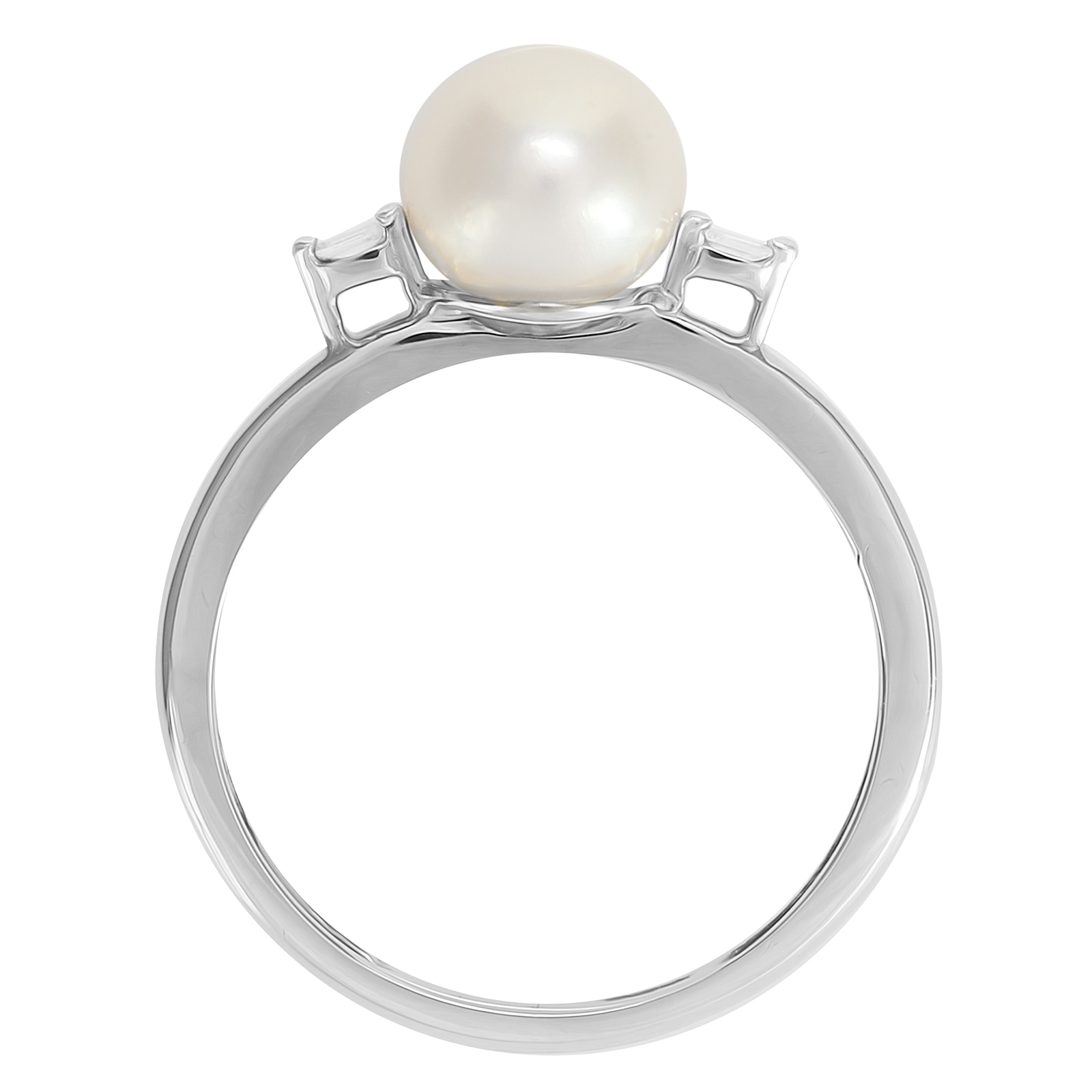 9ct White Gold Pearl & 0.022cttw Diamond Ring Rings Jewellery