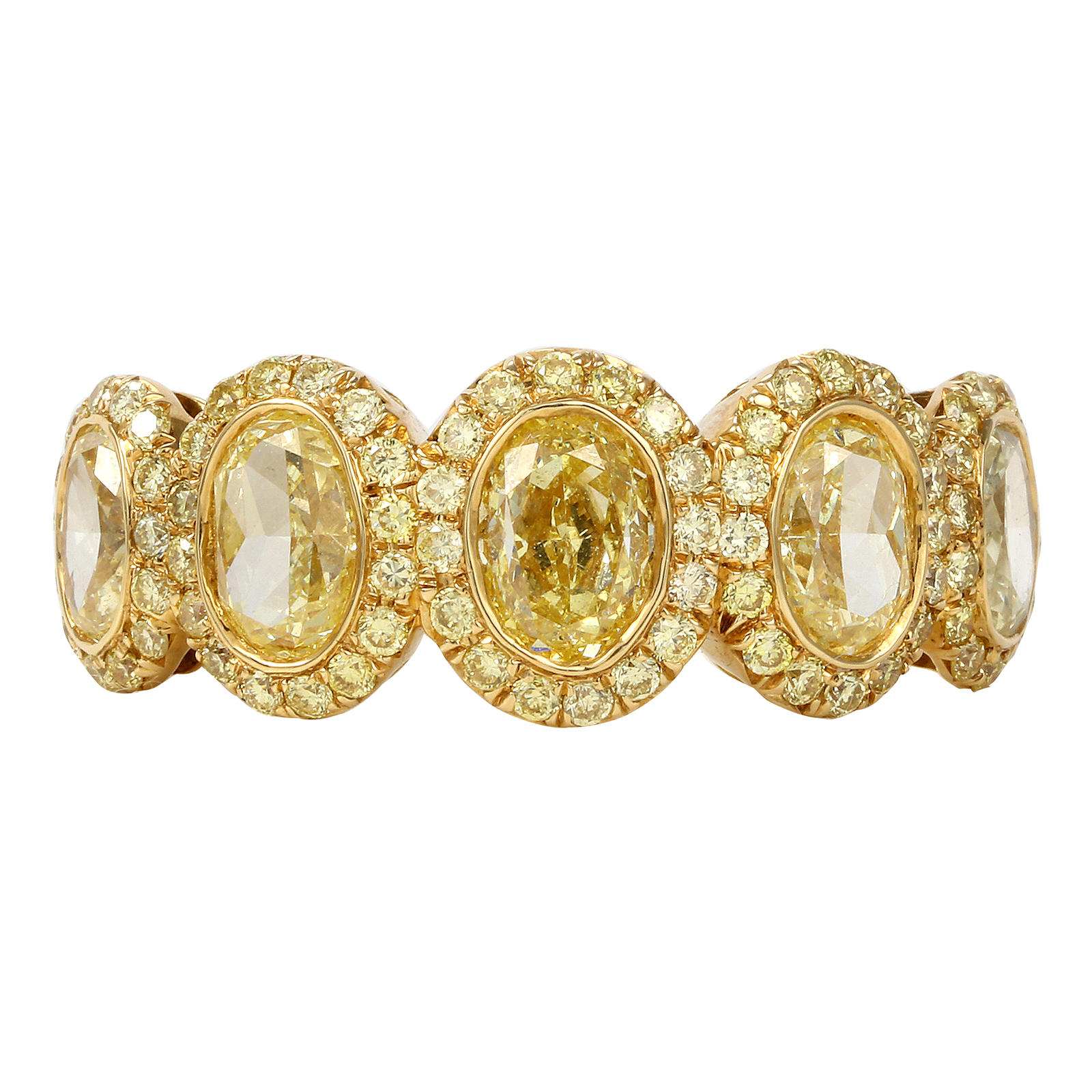 Mappin & Webb 18ct Yellow Gold 1.84ct Oval Bezel Eternity Ring - Size L ...