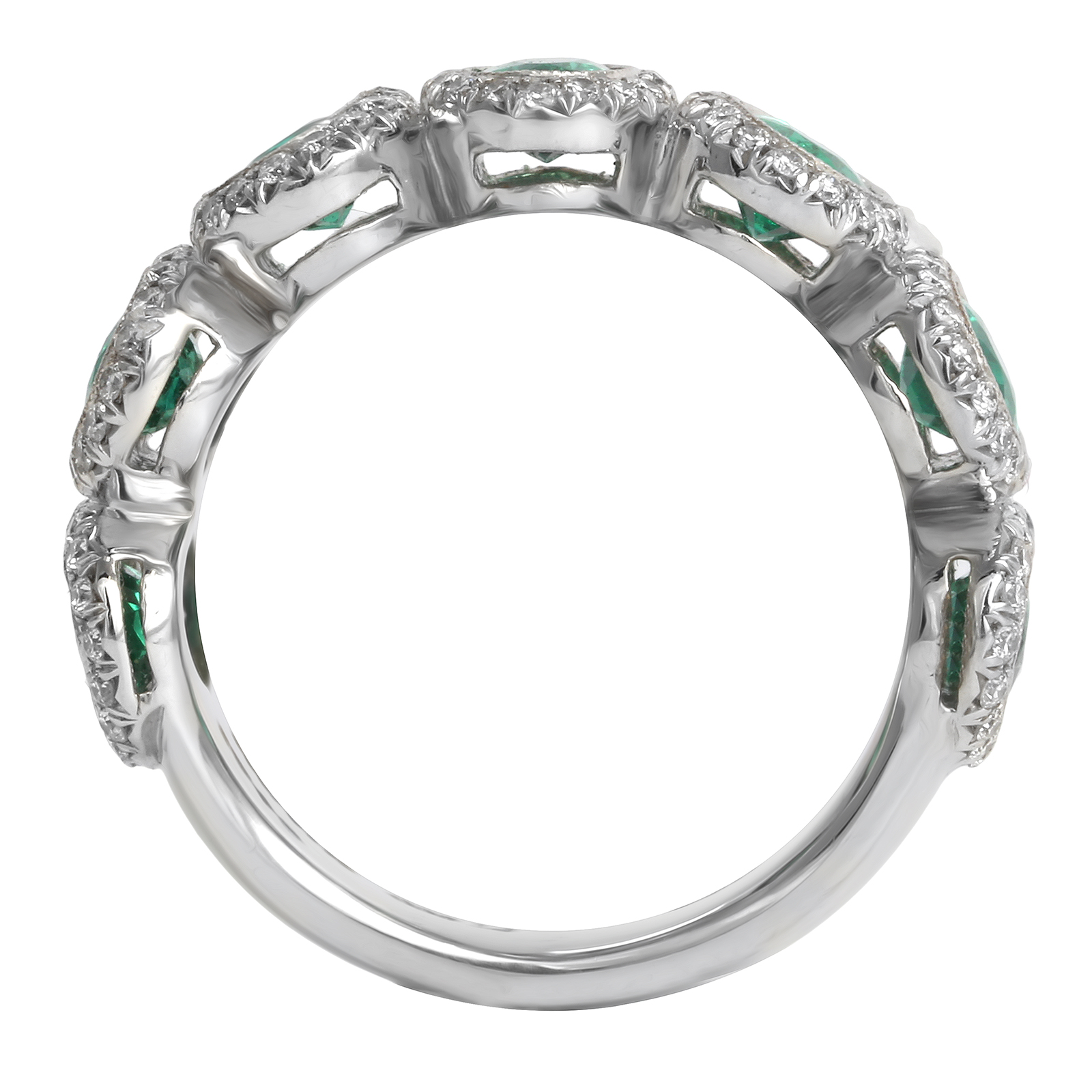 Platinum 0.53ct Diamond & Emerald Eternity Ring Size M.5 Rings