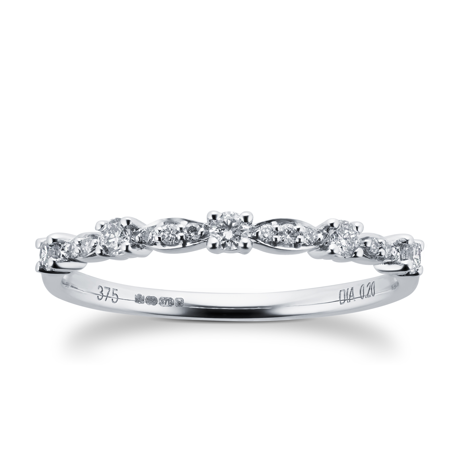 Brilliant and Marquise Cut Diamond Half Eternity Ring in 9 Carat White