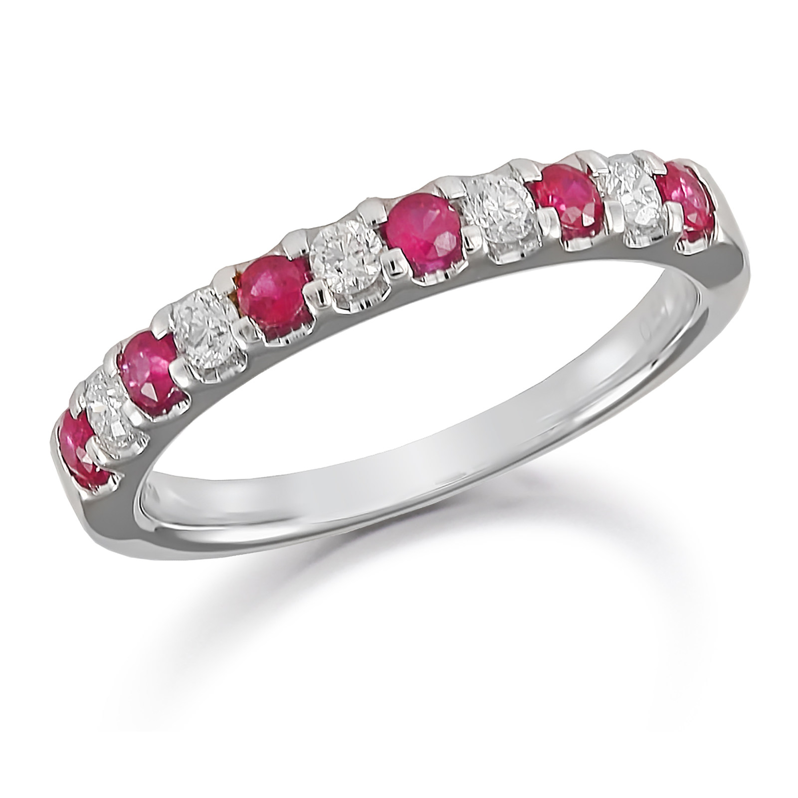 Platinum Diamond And Ruby 0.50ct Half Eternity Ring | Rings | Jewellery ...