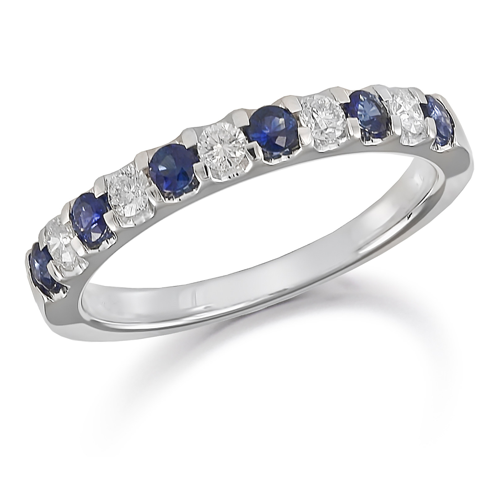 Platinum Diamond And Sapphire 0.73ct Half Eternity Ring | Rings ...