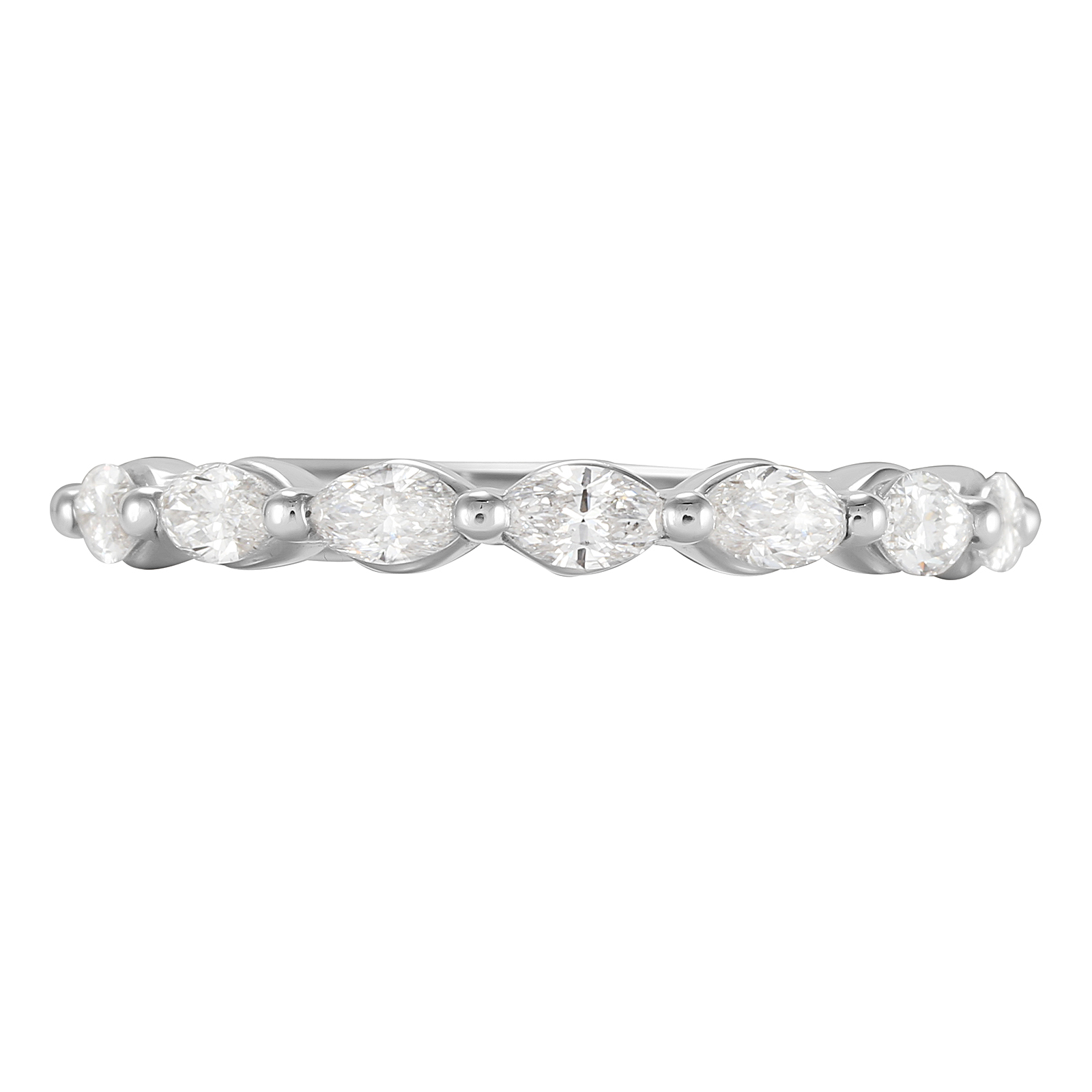 Platinum 0.66cttw Marquise Cut Shared Claw Set Half Eternity | Rings ...