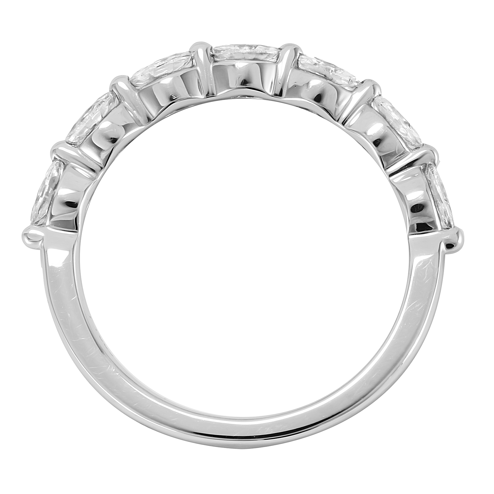 Platinum 0.66cttw Marquise Cut Shared Claw Set Half Eternity | Rings ...