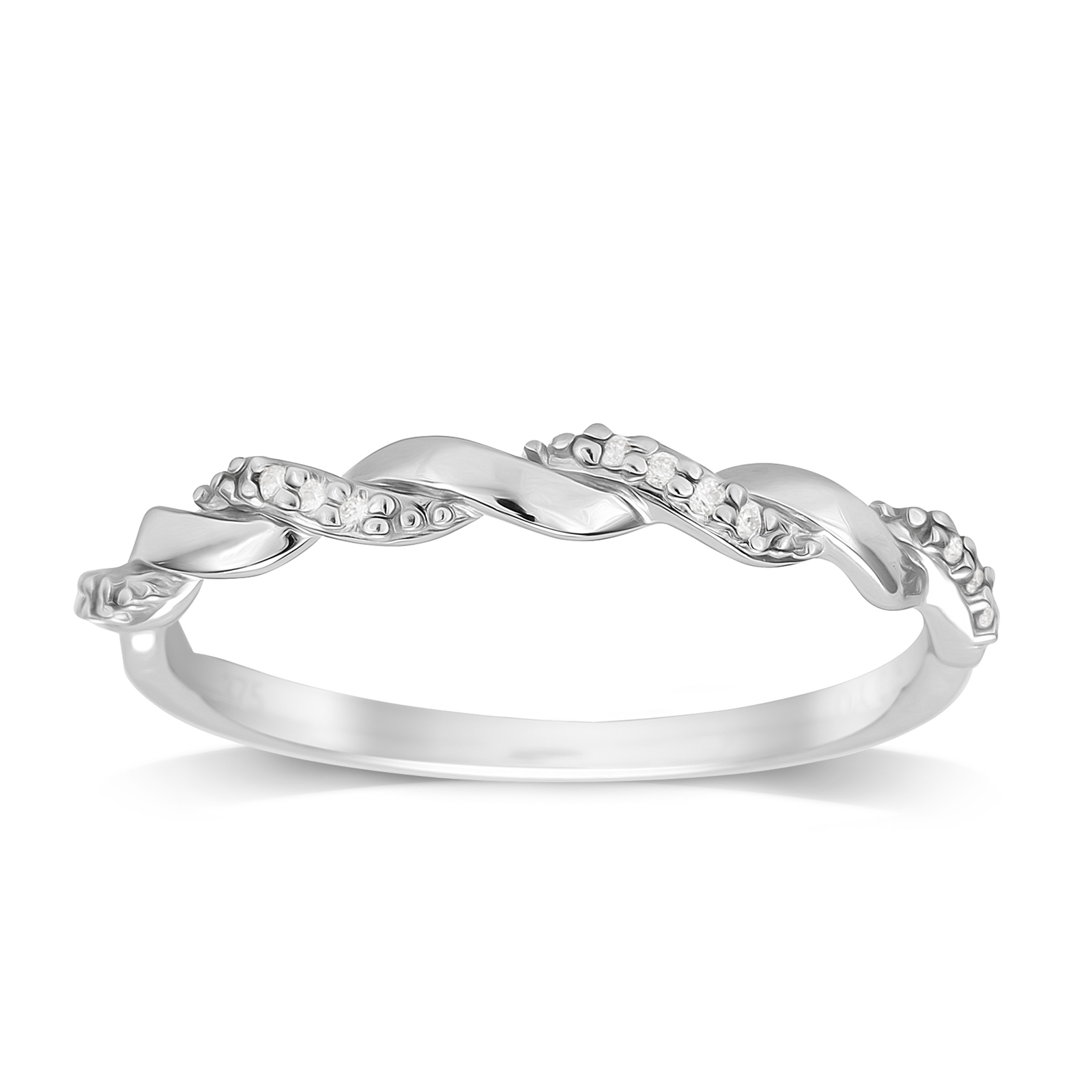 9ct White Gold 0.05ct Twist Style Diamond Ring Rings Jewellery
