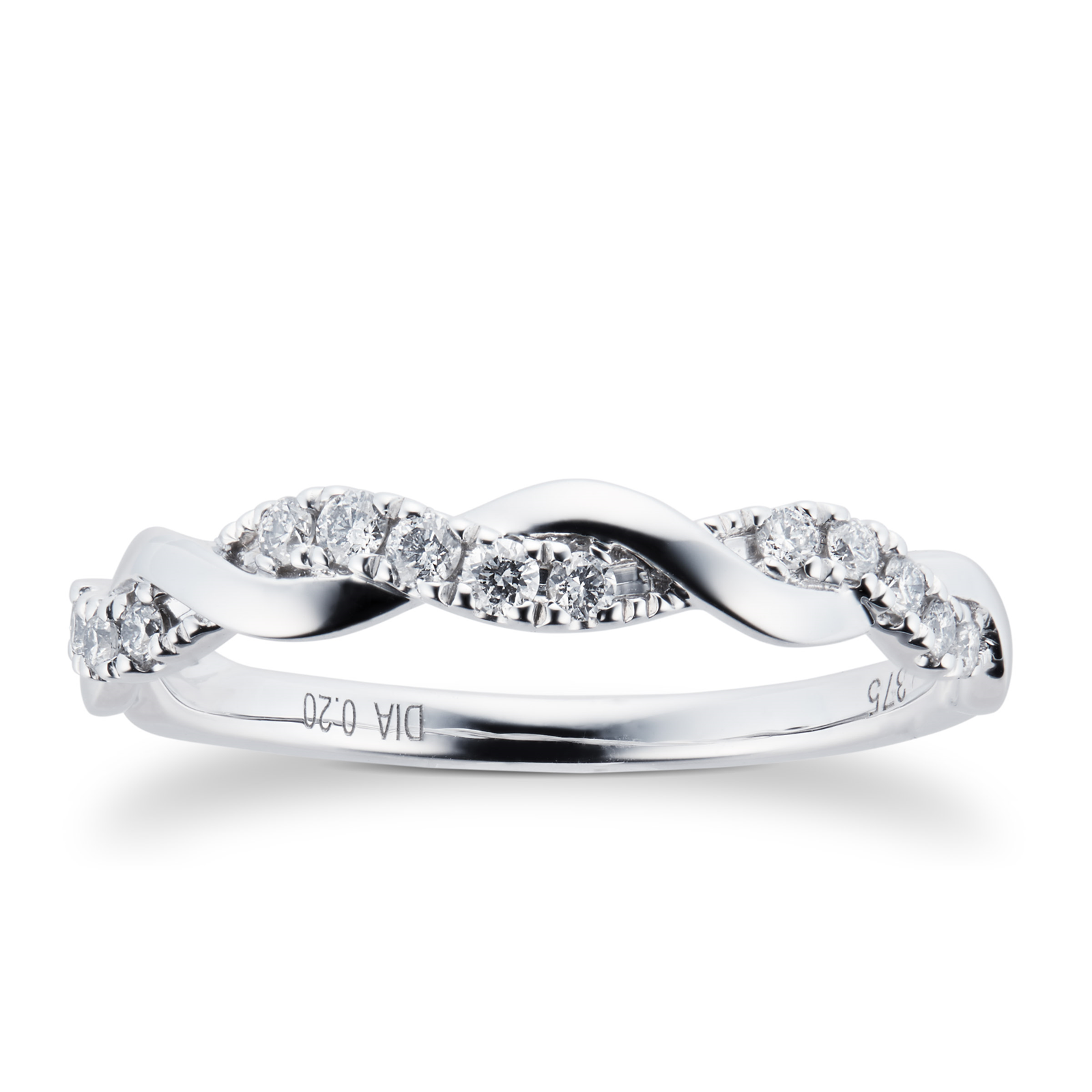 9ct White Gold 0.20cttw Brilliant Cut Diamond Wrap Dress Ring | Rings ...