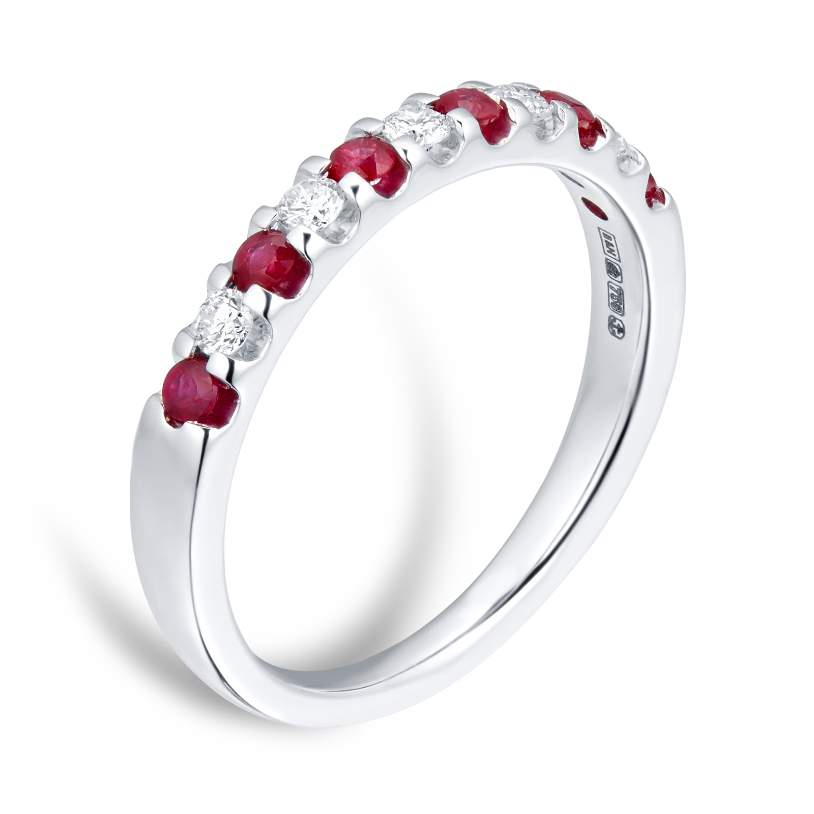 Brilliant Cut Ruby and Diamond Eternity Ring in 18 Carat White Gold