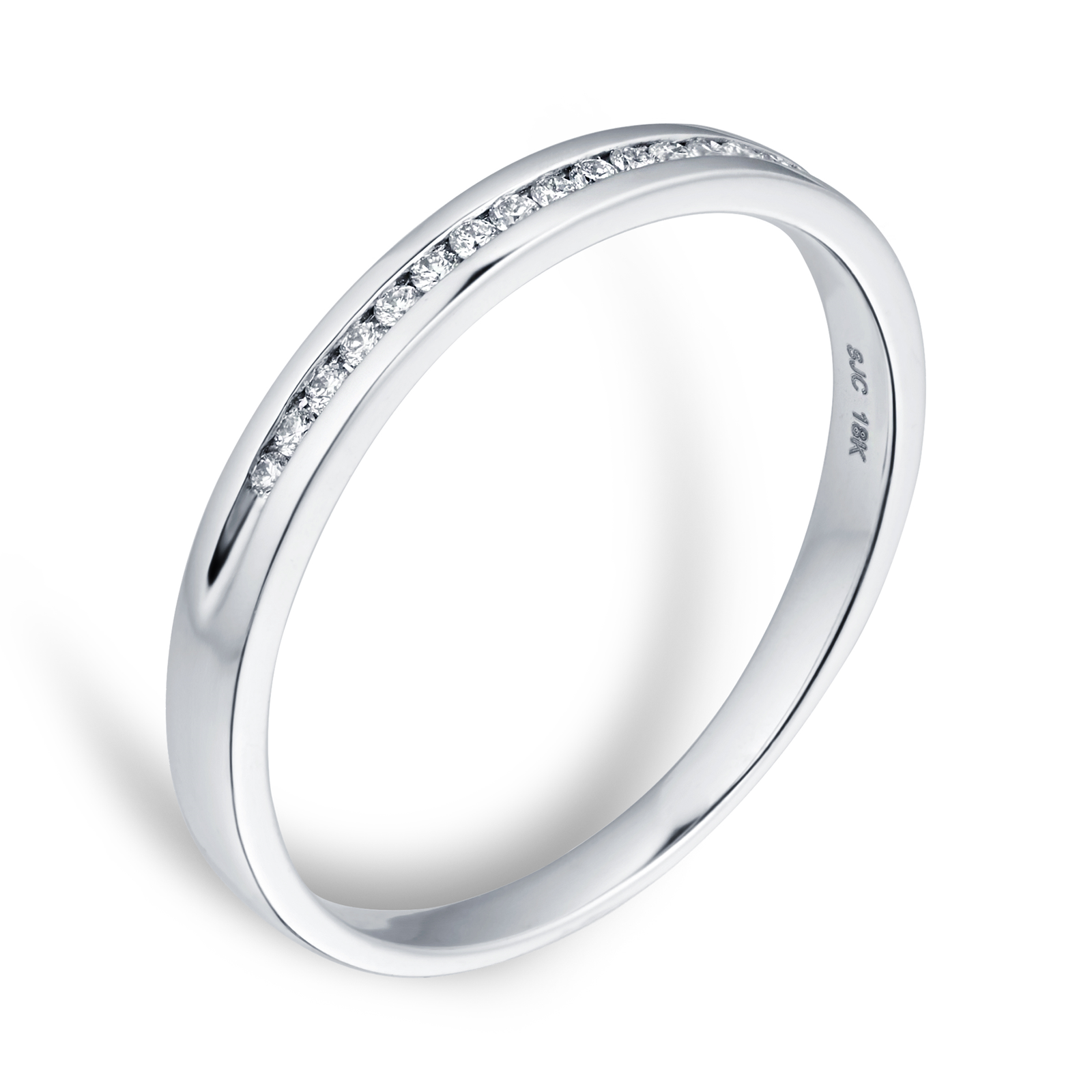 Ladies diamond set 2mm wedding ring in 18 carat white gold | Wedding ...