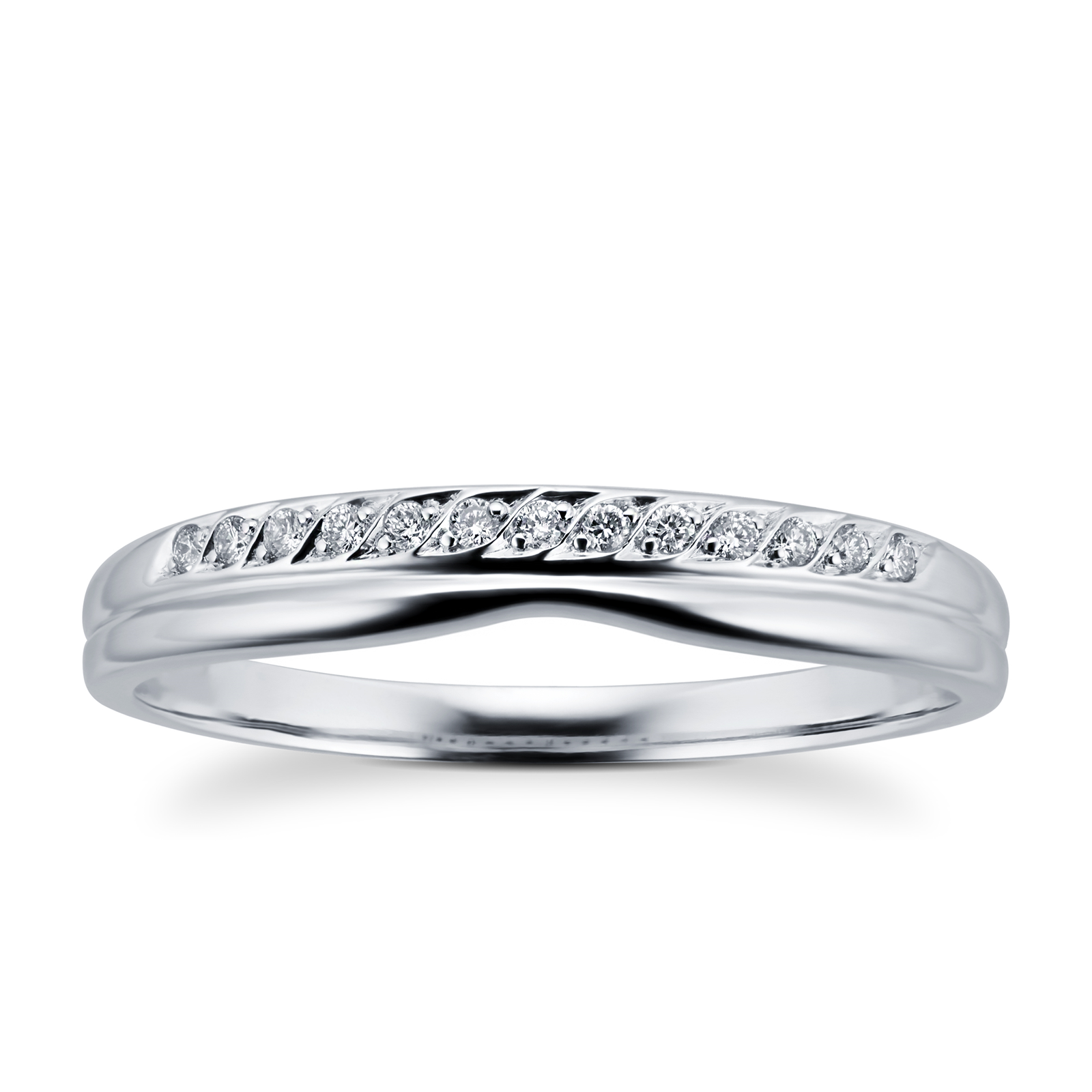 Ladies Diamond Set Shaped Wedding Ring in 18 Carat White ...