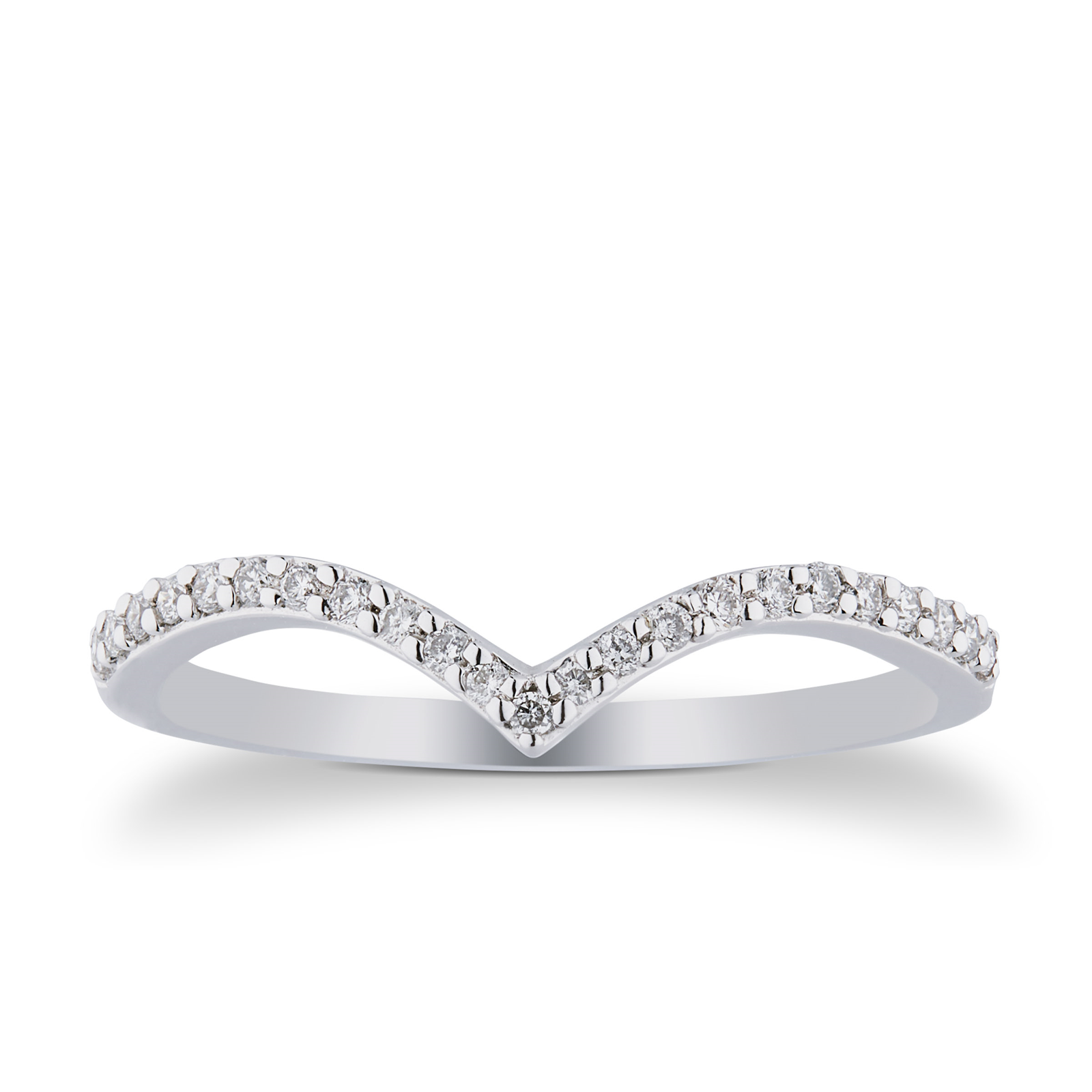 9ct White Gold 0.15cttw V Shaped Wedding Ring | Rings | Jewellery