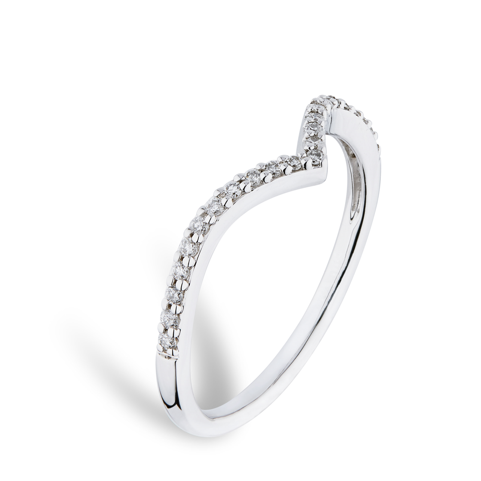 V shaped white gold wedding ring