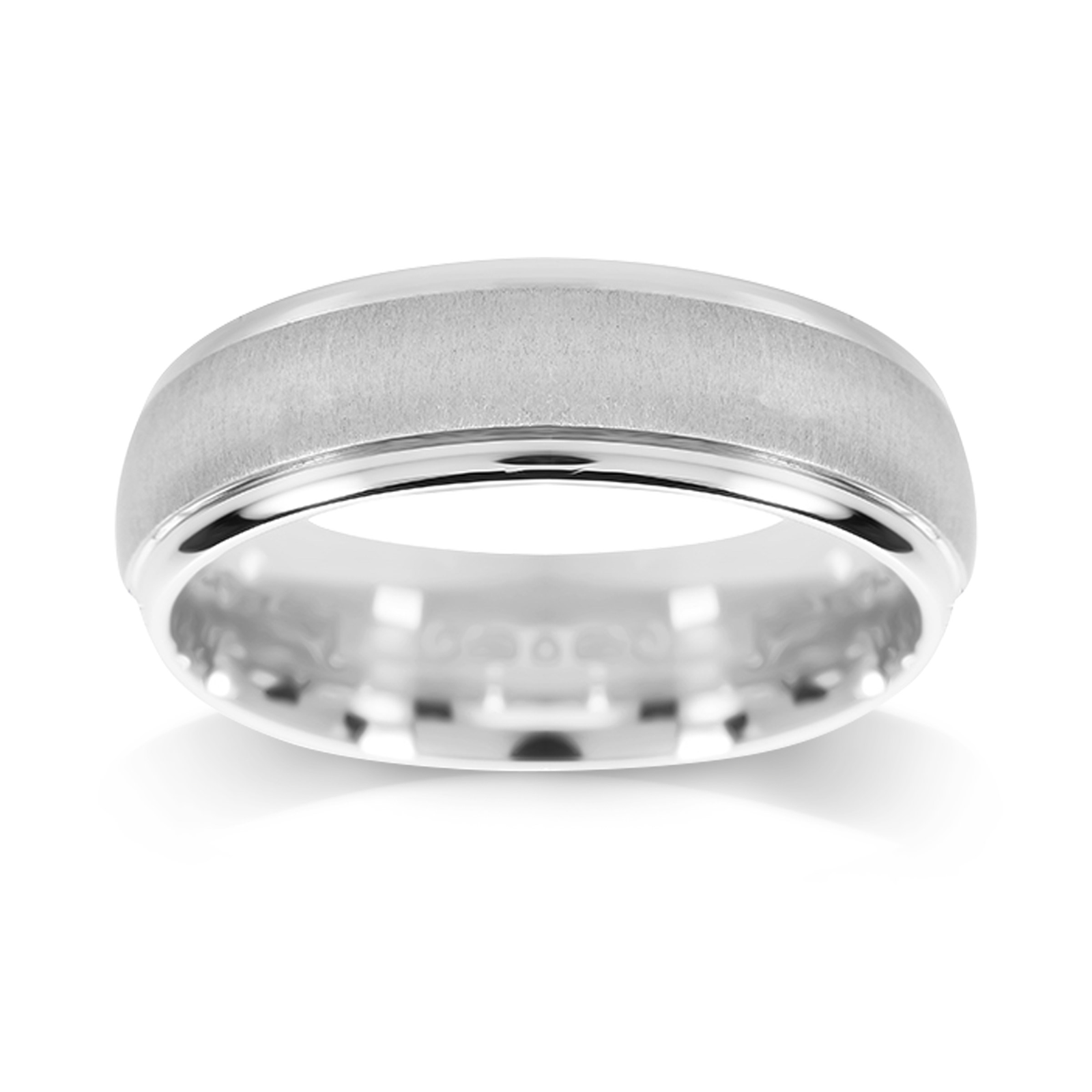 Platinum 5.5mm Brushed & Polished Edge Wedding Ring | Rings | Jewellery ...