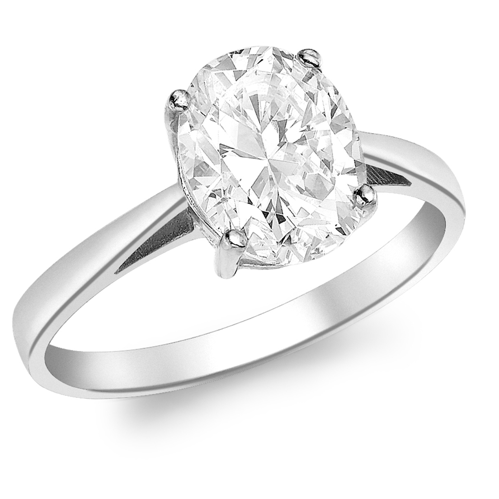 9ct White Gold Oval Cubic Zirconia Solitaire Ring | Rings | Jewellery ...