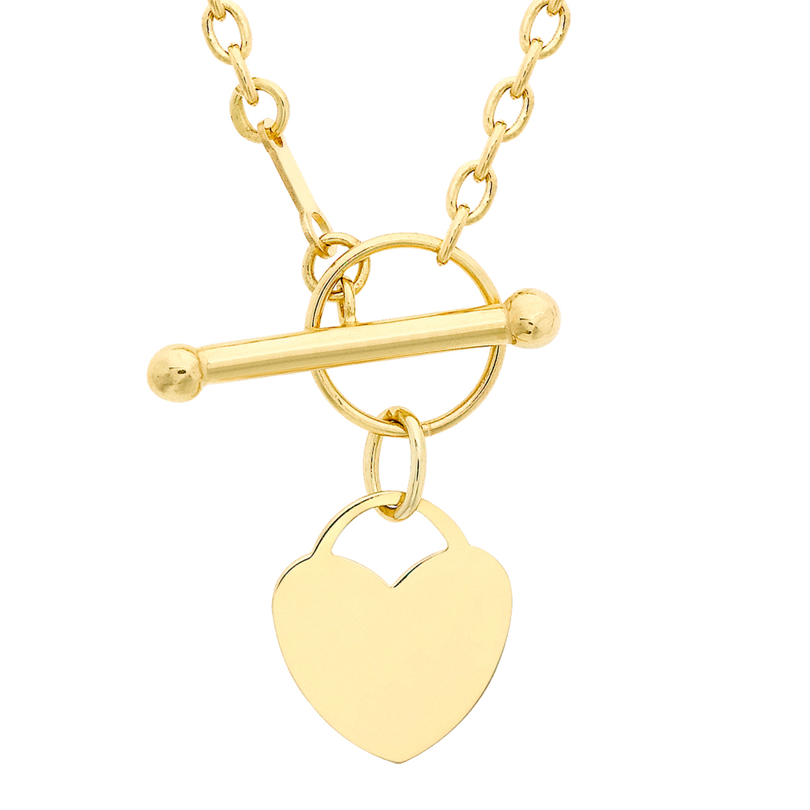 9ct Yellow Gold Heart Charm T Bar Necklace Online Only Jewellery Jewellery Goldsmiths