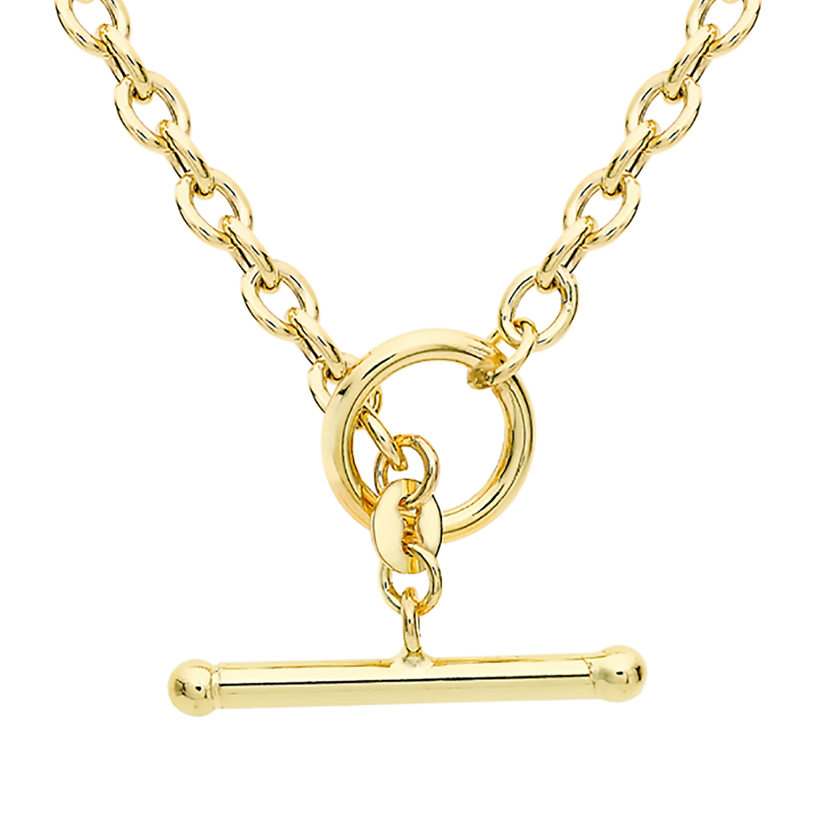 9ct Yellow Gold 43cm (17") Oval Belcher TBar Chain 4mm Width Online