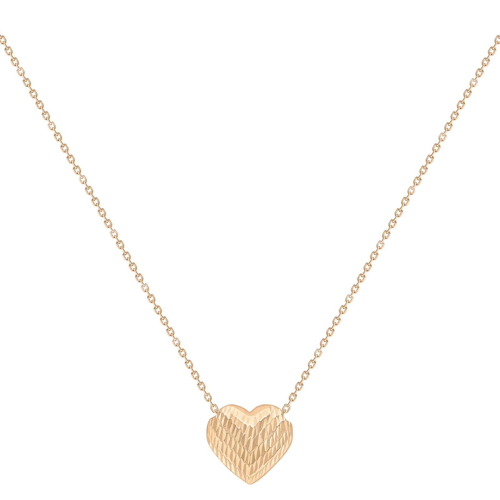 9ct Rose Gold Diamond Cut Sliding Heart Necklace | Necklaces ...