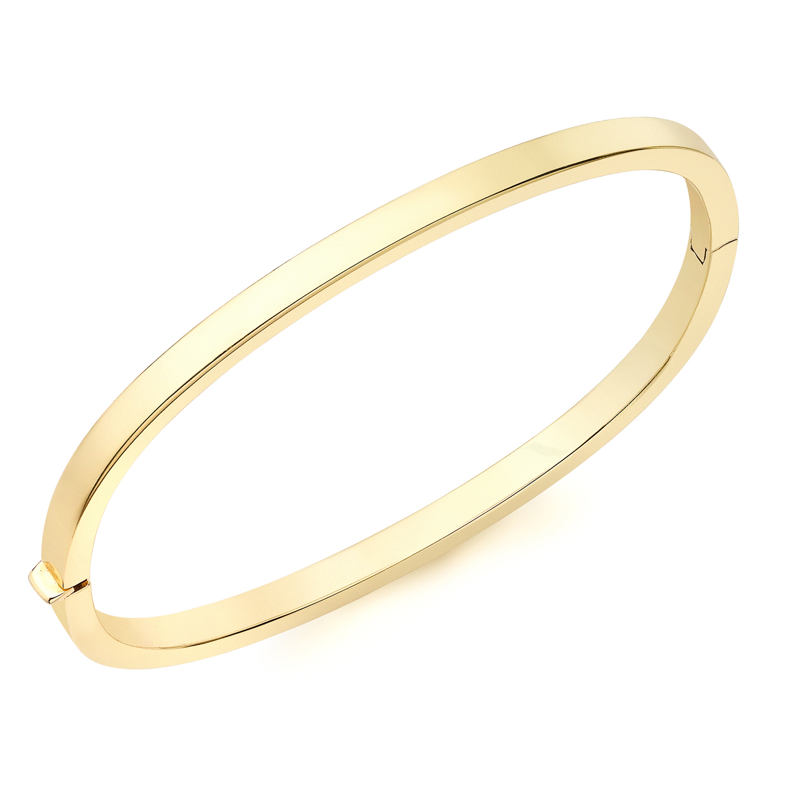 9ct Yellow Gold Rectangular Tube Bangle Bracelets Jewellery