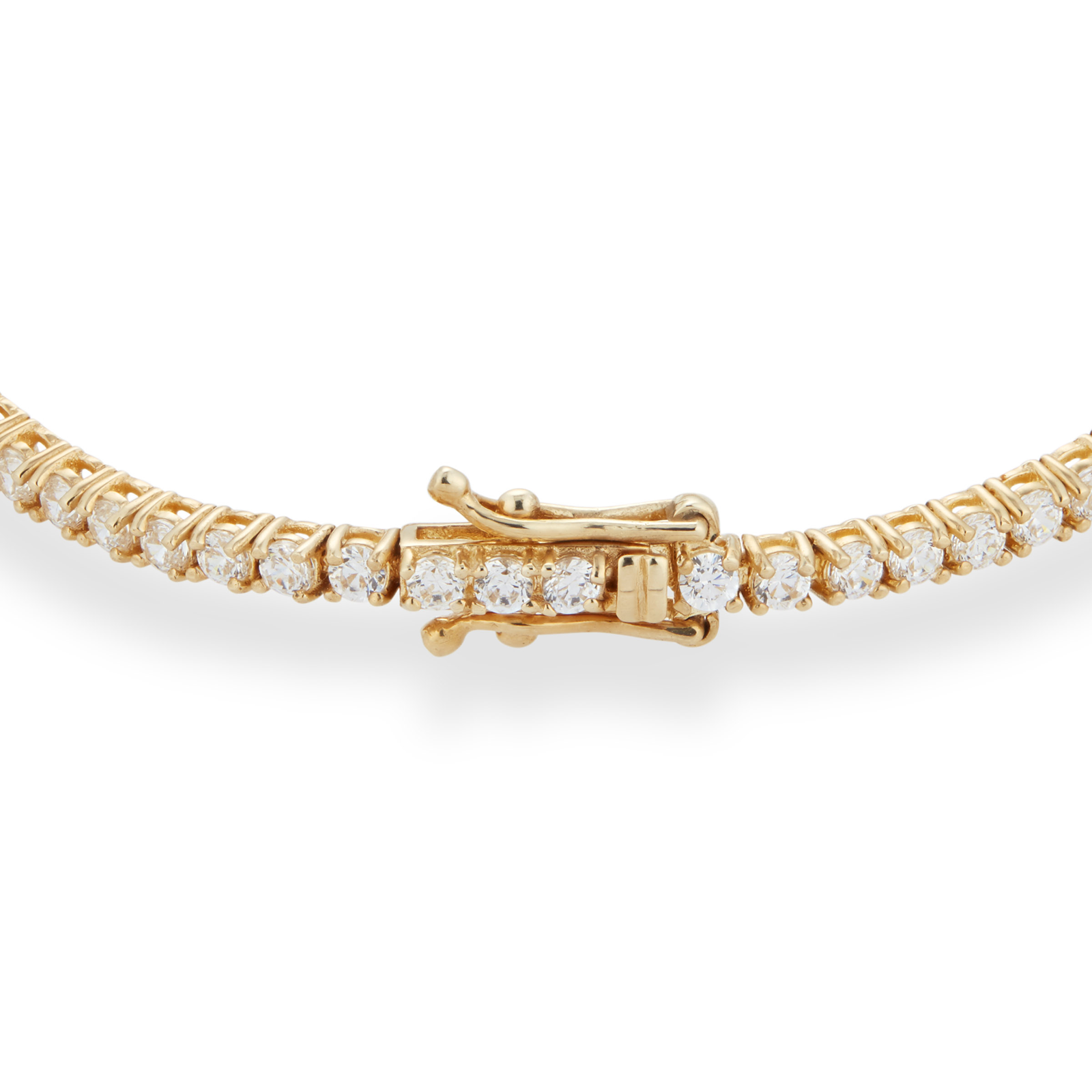 9ct Yellow Gold Cubic Zirconia Tennis Bracelet. Width 2mm Bracelets