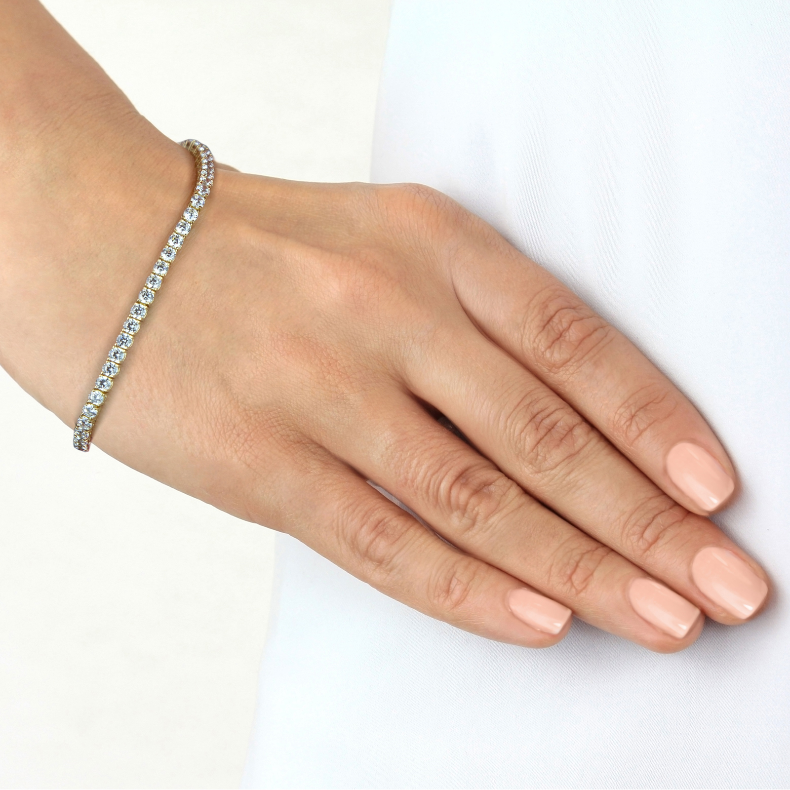 9ct Yellow Gold 3mm Cubic Zirconia Tennis Bracelet Bracelets