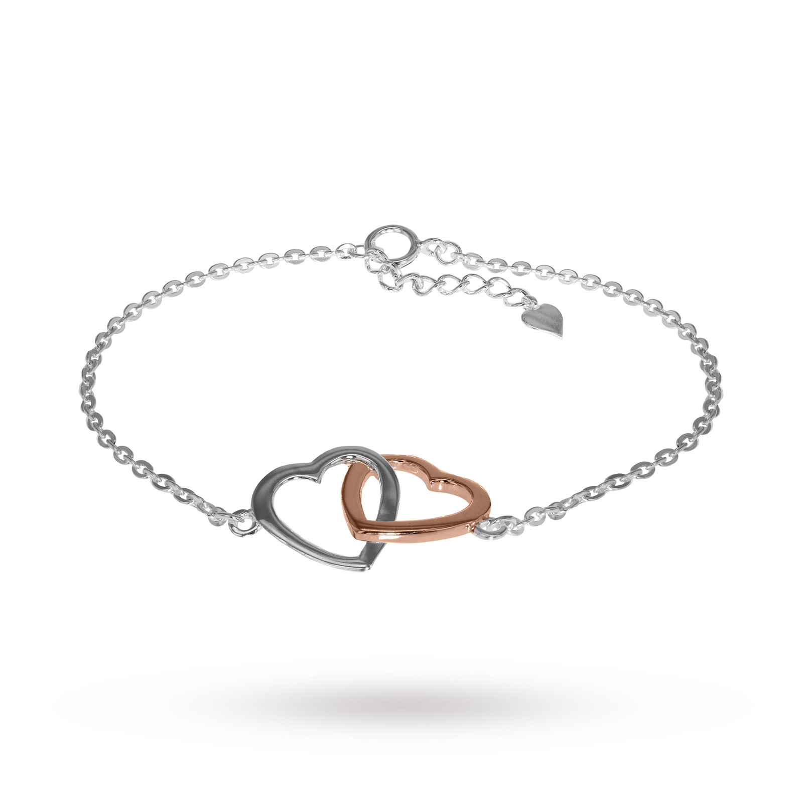 White Rose Gold Plated Double Heart Bracelet Bracelets White Rose Gold Plated Double Heart Bracelet