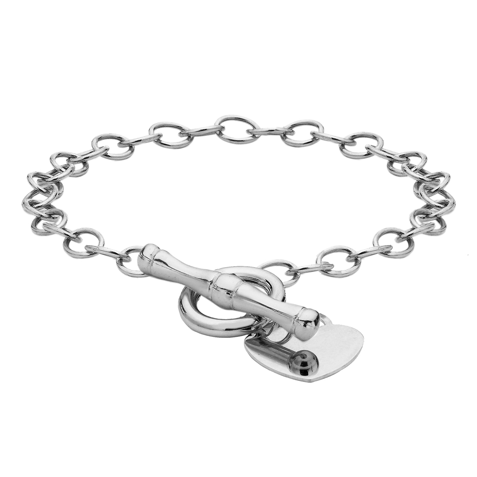 Silver Heart Charm T-Bar Bracelet | Online Only Jewellery | Jewellery ...