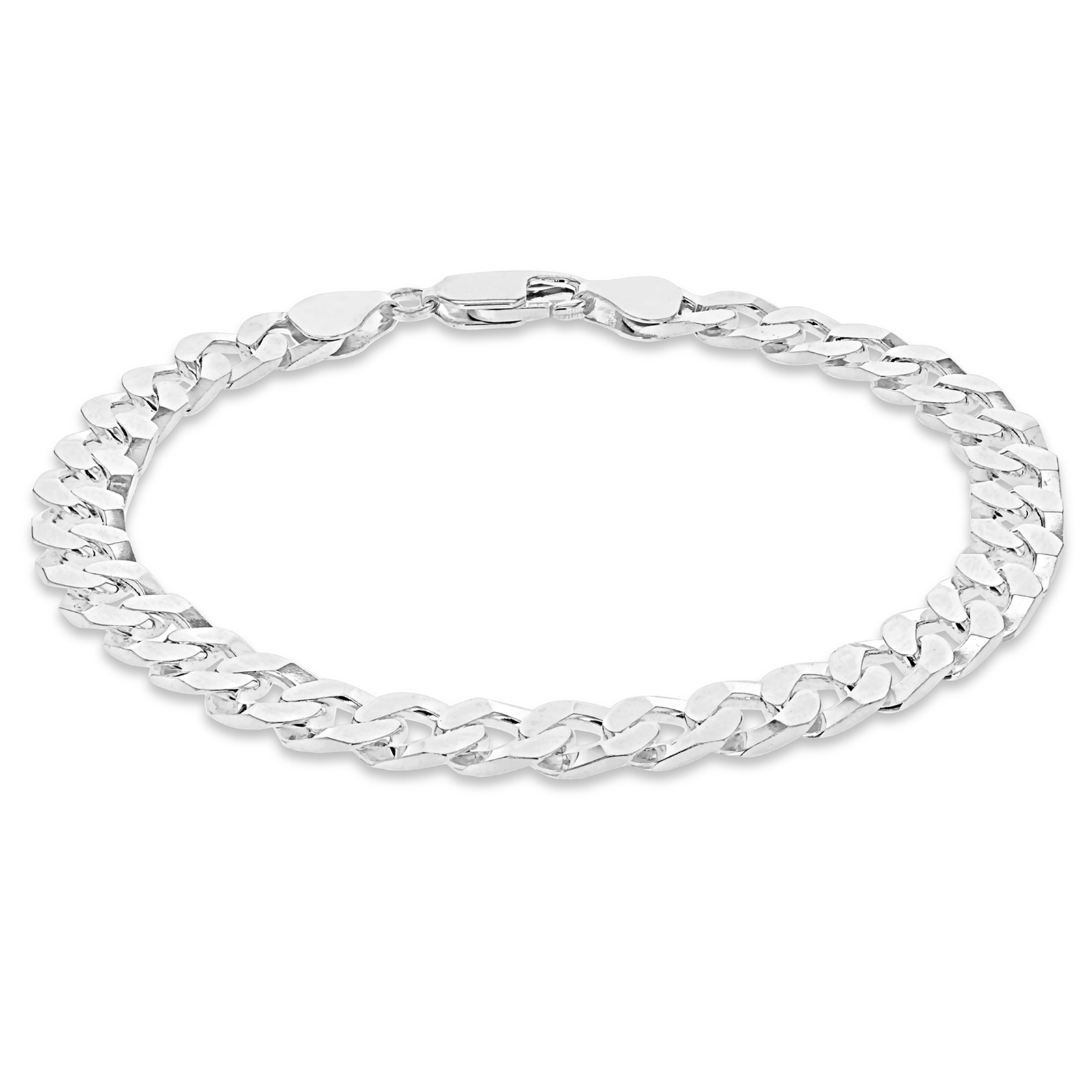 Sterling Silver Mens 8 Inch Square Link Curb Bracelet | Silver ...