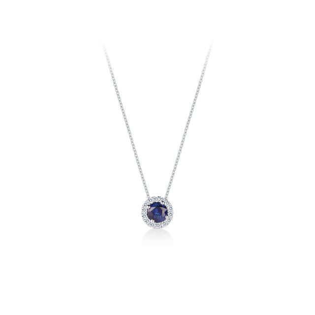 Carrington 18ct White Gold 6mm Sapphire and 0.20cttw Diamond Pendant Reviews