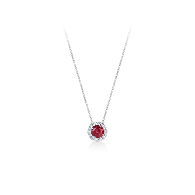 Carrington 18ct White Gold 6mm Ruby and 0.20cttw Diamond Pendant Reviews