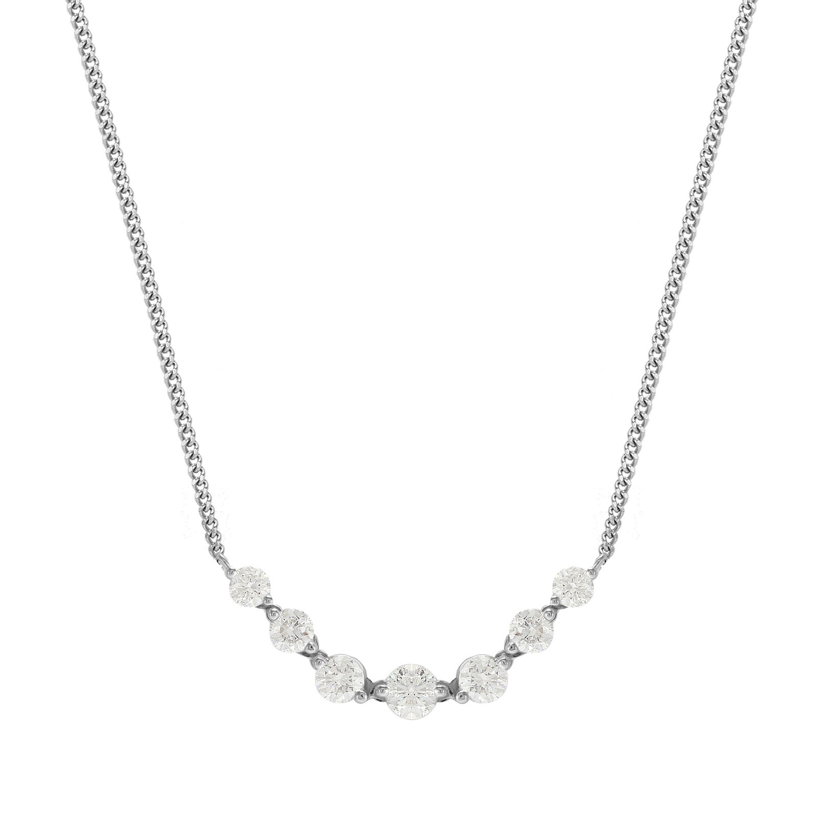 18ct White Gold 1.00ct 7 Stone Diamond Necklace | Necklaces | Jewellery ...