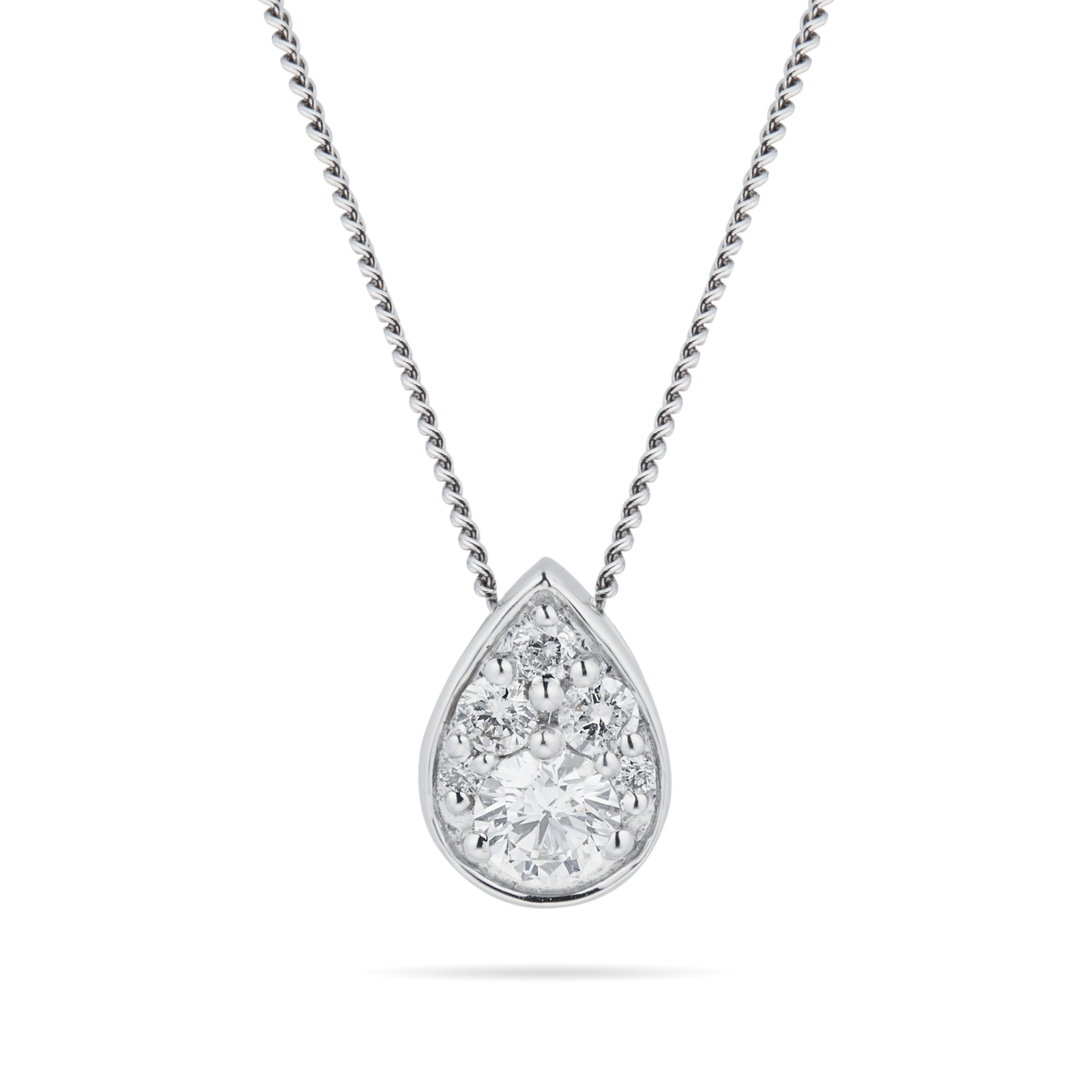 9ct White Gold 0.20cttw Round Pear Shape Pendant Necklaces