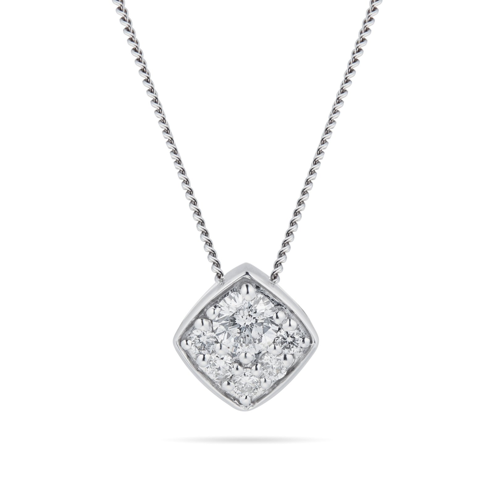 9ct White Gold 0.20cttw Round Square Shape Pendant | Necklaces ...