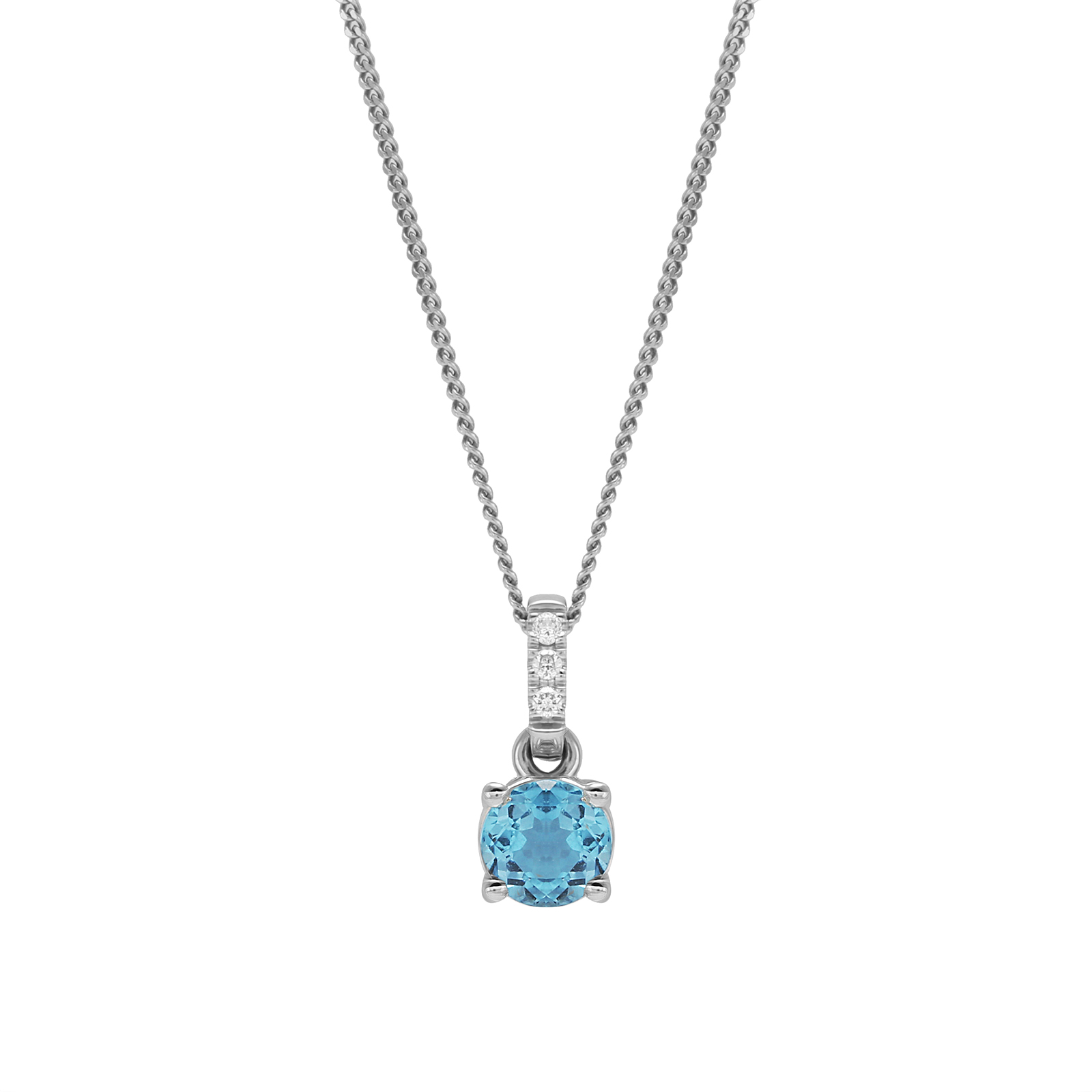 9ct White Gold Blue & White Topaz Pendant | Necklaces | Jewellery