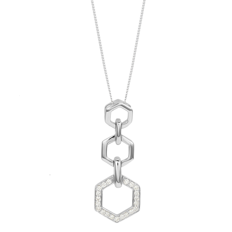 9ct White Gold 0.12cttw Diamond Drop Pendant