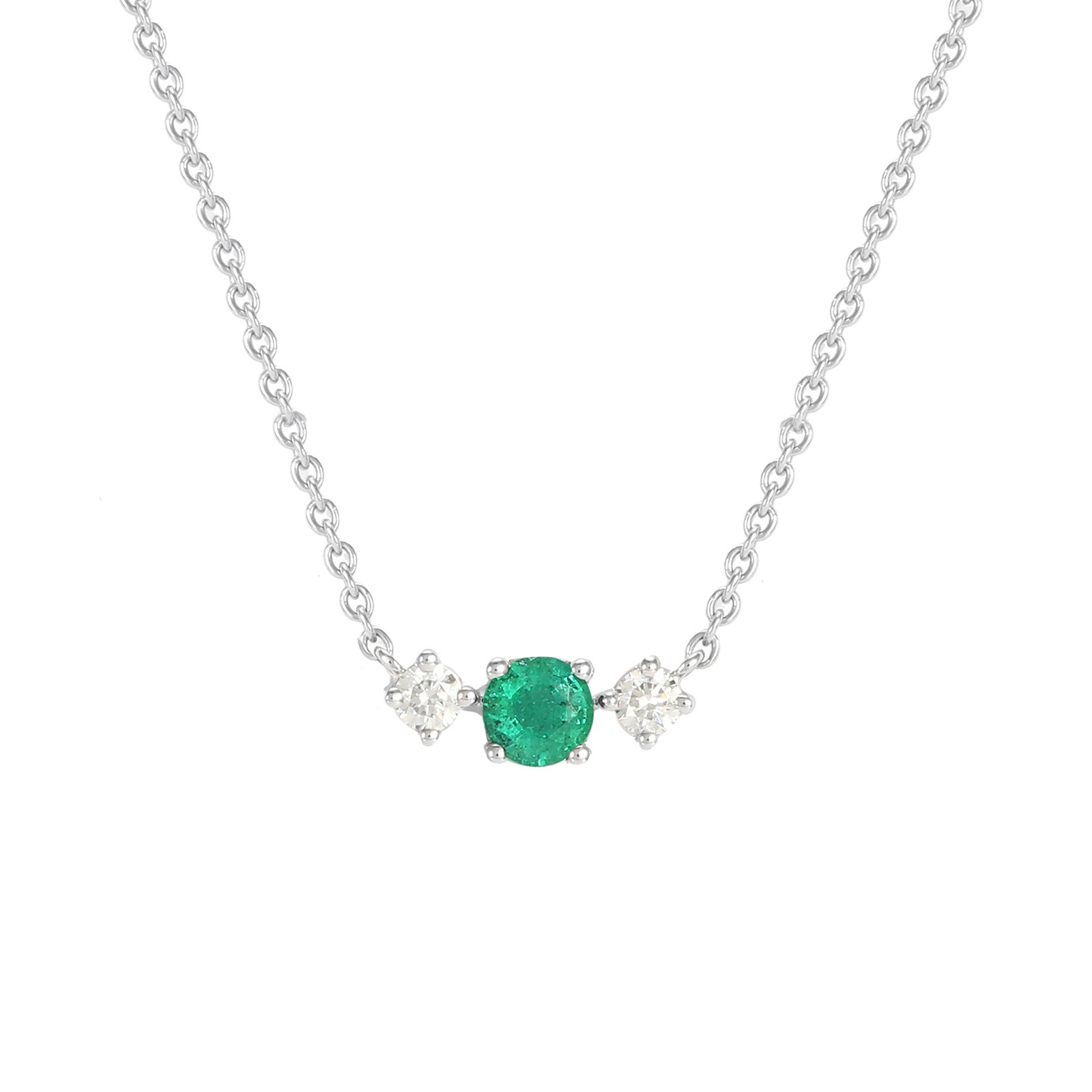 Carrington 18ct White Gold Emerald & Diamond Single Cluster Necklace Reviews