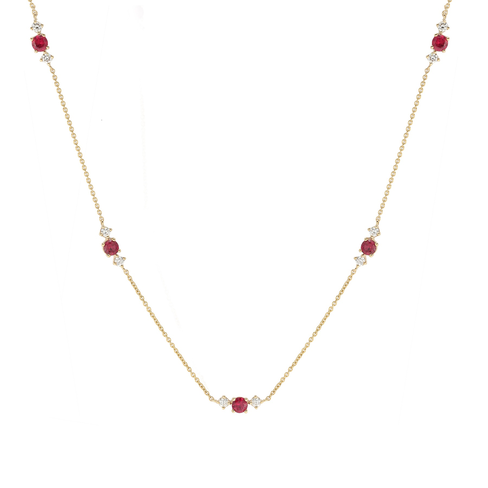 Mappin & Webb Carrington 18 Yellow Gold Ruby & Diamond 5 Cluster Necklace Reviews