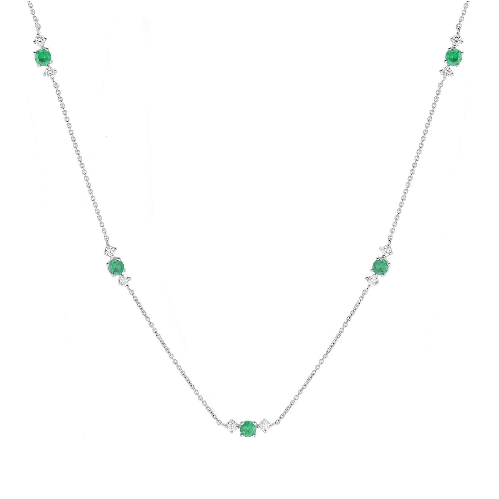 Mappin & Webb Carrington 18 White Gold Emerald & Diamond 5 Cluster Necklace Reviews