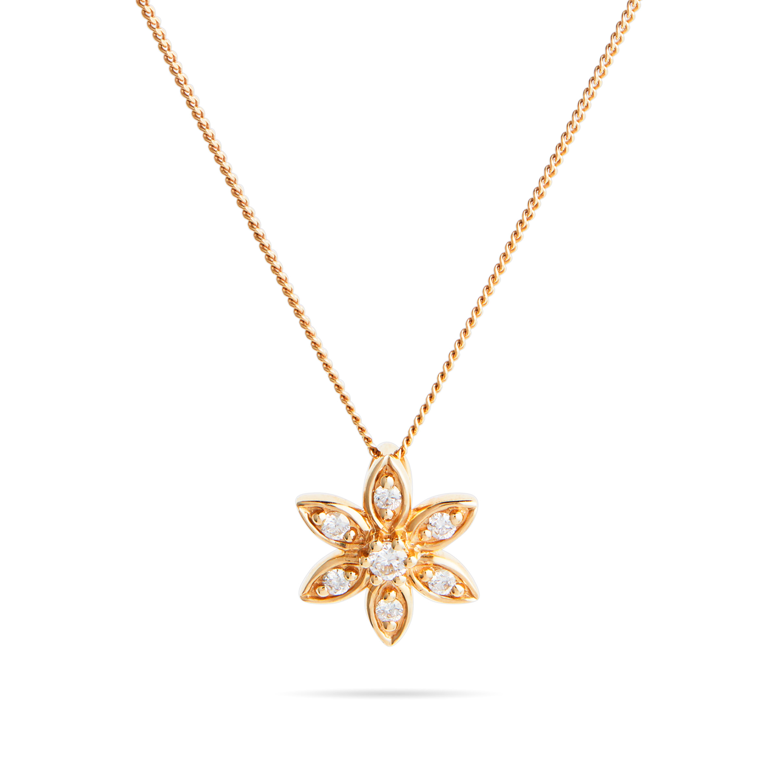 9ct Yellow Gold 0.08cttw Flower Pendant | Necklaces | Jewellery ...