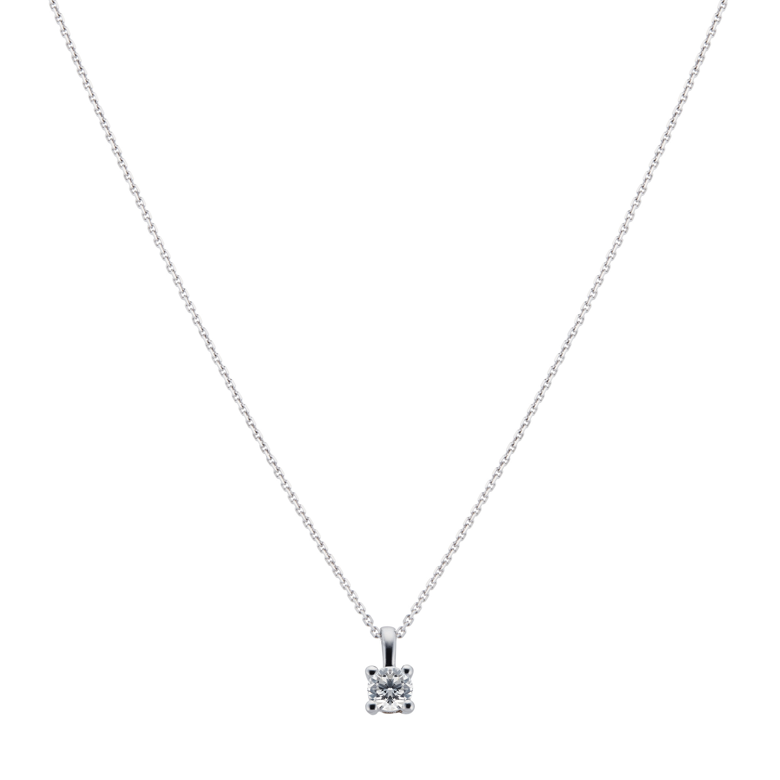 9ct White Gold 0.15ct 4 Claw Diamond Pendant | Necklaces | Jewellery ...
