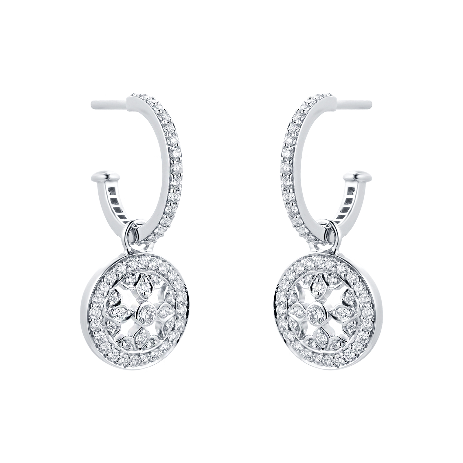 Mappin & Webb Empress 18ct White Gold 0.64cttw Diamond Sleeper Earrings ...