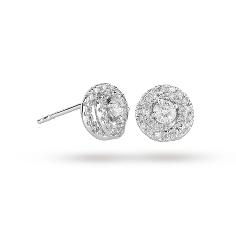 18 Carat White Gold 0.50 Carat Total Weight Halo Earrings
