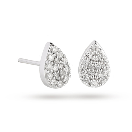 9 Carat White Gold 0.25 Carat Total Weight Pear Cluster Earrings
