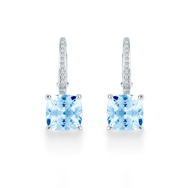 Carrington 18ct White Gold 4 30cttw Blue Topaz And 0 10cttw Diamond Carrington 18ct White Gold 4 30cttw Blue Topaz And 0 10cttw Diamond Drop Earrings